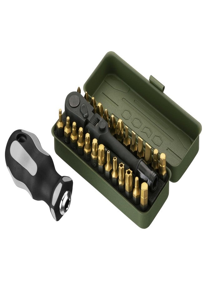 KESI Tool Torx Bit Set 29-Piece, 2 in-1 Bits Ratchet, EDC Tool Kit, Flex Locking Head Design with 26-Piece 1/4" Patent Bits, Magnetic Bit Holder, Stubby Handle and Compact Paint Metal Case - Image 1