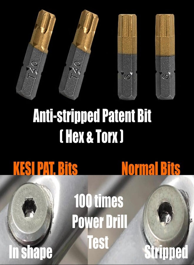 KESI Tool Torx Bit Set 29-Piece, 2 in-1 Bits Ratchet, EDC Tool Kit, Flex Locking Head Design with 26-Piece 1/4" Patent Bits, Magnetic Bit Holder, Stubby Handle and Compact Paint Metal Case - Image 2