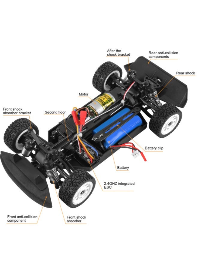 Siano SG-1604 RC Drift Car, 1:16 30KMH Remote Control Car for Drifting and Racing, ESP 2.4Ghz Proportional Throttle & Steering Control 4WD Truck Toys with Led Lights for Adults and Kids - Image 3