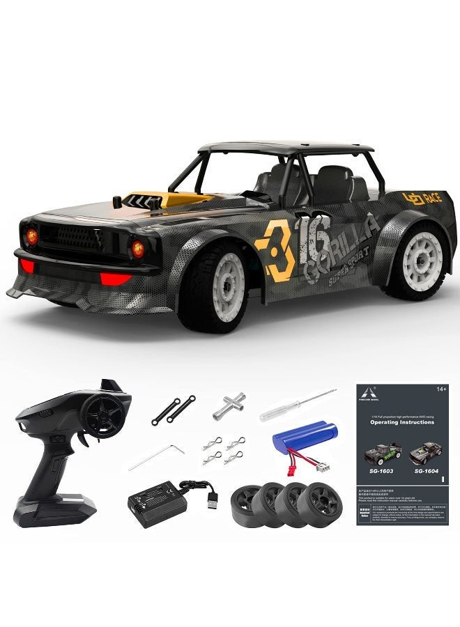 Siano SG-1604 RC Drift Car, 1:16 30KMH Remote Control Car for Drifting and Racing, ESP 2.4Ghz Proportional Throttle & Steering Control 4WD Truck Toys with Led Lights for Adults and Kids - Image 1