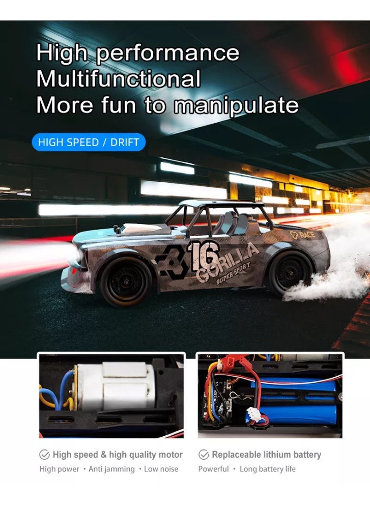 Siano SG-1604 RC Drift Car, 1:16 30KMH Remote Control Car for Drifting and Racing, ESP 2.4Ghz Proportional Throttle & Steering Control 4WD Truck Toys with Led Lights for Adults and Kids - Image 2