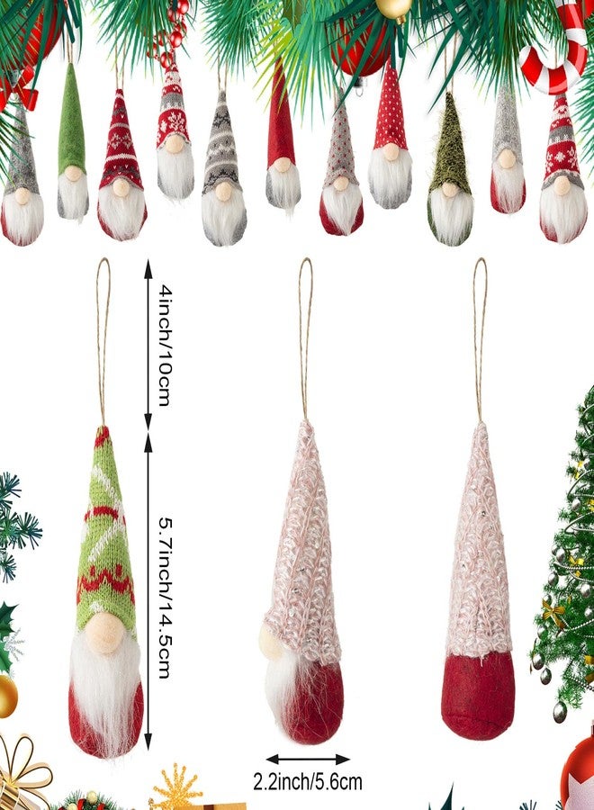 Vinsot 24 Pcs Christmas Tree Hanging Gnomes Ornaments Bulk Xmas Hanging Decorations Swedish Handmade Plush Gnomes Santa Elf Scandinavian Beard Ornaments Hat Tomte for Christmas Tree Decor (Classic) - Image 2