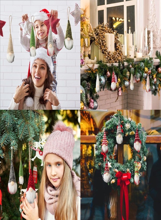 Vinsot 24 Pcs Christmas Tree Hanging Gnomes Ornaments Bulk Xmas Hanging Decorations Swedish Handmade Plush Gnomes Santa Elf Scandinavian Beard Ornaments Hat Tomte for Christmas Tree Decor (Classic) - Image 4