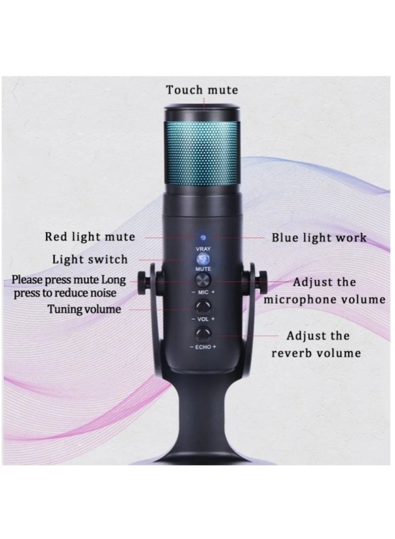 JMARY MC-PW9 USB Cable Microphone Voice Recording Tool RGB Light - Image 2
