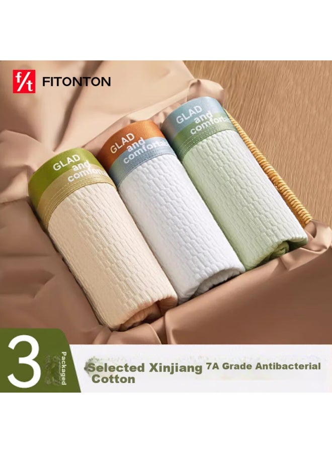 FitonTon Fitonton Men's Underwear, Pure Cotton Comfortable Mid-rise Boxer Briefs, Breathable Four-corner Shorts, 3-pack, Size L  - Image 1
