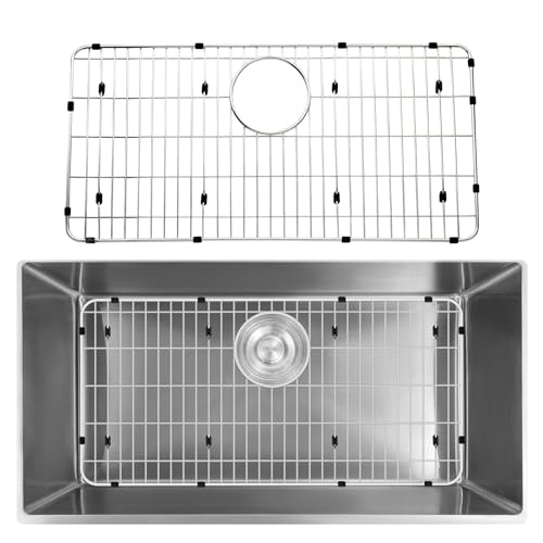 IHOUMEX LKOBG2915SS Kitchen Sink Grate 27.5" x 13.5" x 1.25" Stainless Steel Sink Protector with Supersoft Silicone Feet - Image 4