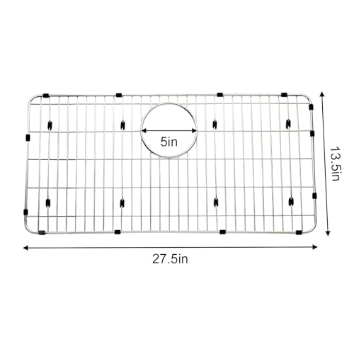 IHOUMEX LKOBG2915SS Kitchen Sink Grate 27.5" x 13.5" x 1.25" Stainless Steel Sink Protector with Supersoft Silicone Feet - Image 2