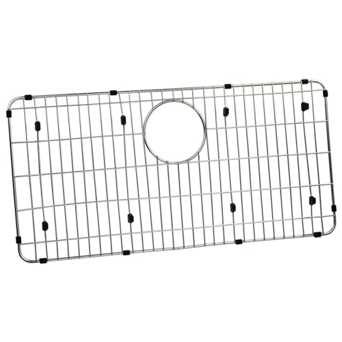 IHOUMEX LKOBG2915SS Kitchen Sink Grate 27.5" x 13.5" x 1.25" Stainless Steel Sink Protector with Supersoft Silicone Feet - Image 1