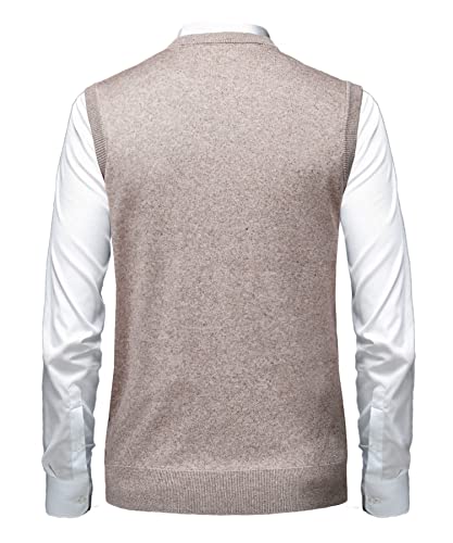 Herothorn Mens Thick Argyle Sweater Vests Classic V-Neck Knitwear Sleeveless Pullover Autumn Winter Warm Tank Tops Camel - Image 3