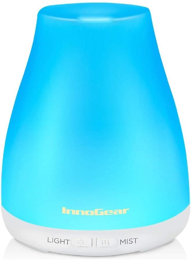 InnoGear - InnoGear Essential Oil Diffuser, Upgraded Diffusers for Essential Oils Aromatherapy Diffuser Cool Mist Humidifier with 7 Colors Lights 2 Mist Mode Waterless Auto Off for Home Office Room, Basic White - Image 1