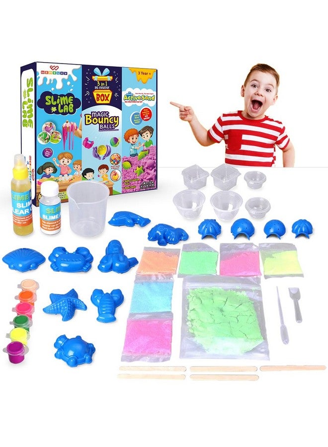 Wembley 3 in 1 Big Creative Box - Slime Lab Active Sand Art Magic Bouncy Balls for Kids | Creative Toys for Kids | Indoor Games | DIY Kids Craft Activity Kit - Ideal for Gift - Image 1