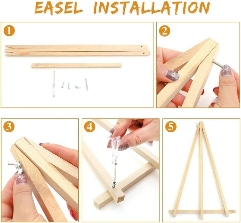 VIGEGU 4 Pack Paint by Numbers Kit for Adults Framed Canvas - with Wooden Easel,Adults' Paint-by-Number Kits Flower DIY Acrylic Oil Painting Kits Arts Crafts for Wall Decor 7.8x11.8inch - Image 5