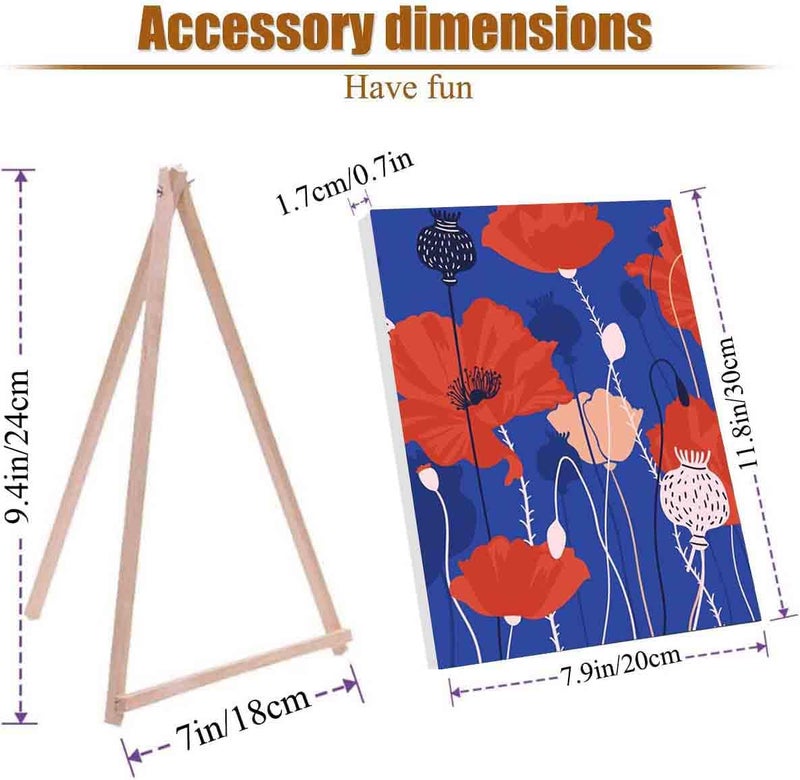 VIGEGU 4 Pack Paint by Numbers Kit for Adults Framed Canvas - with Wooden Easel,Adults' Paint-by-Number Kits Flower DIY Acrylic Oil Painting Kits Arts Crafts for Wall Decor 7.8x11.8inch - Image 2