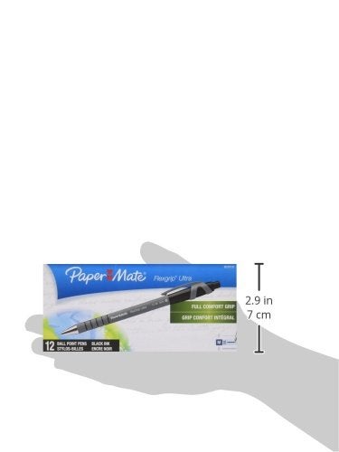 Paper Mate FlexGrip Ultra Retractable Ballpoint Pens, Medium Point, Black, Box of 12 - Image 3