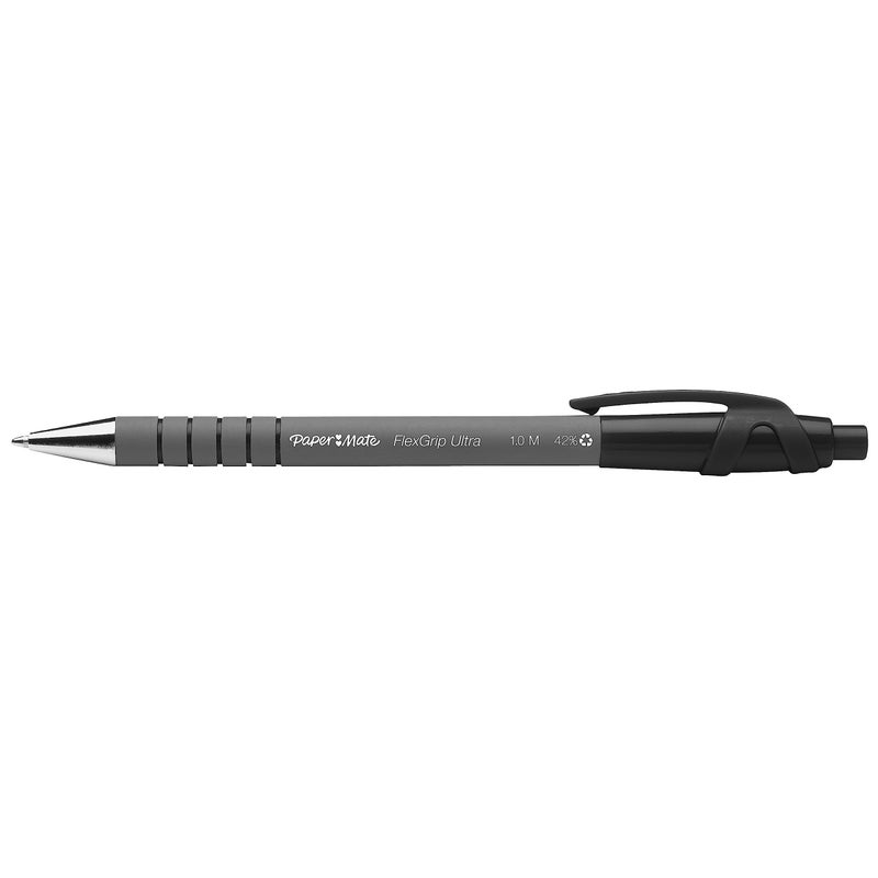 Paper Mate FlexGrip Ultra Retractable Ballpoint Pens, Medium Point, Black, Box of 12 - Image 4