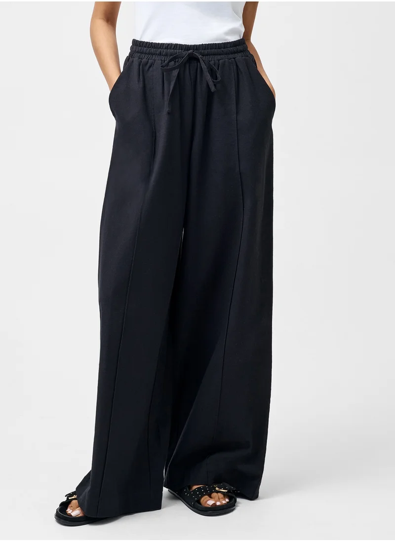 French Connection Clare Linen Blend Wide Leg Trousers