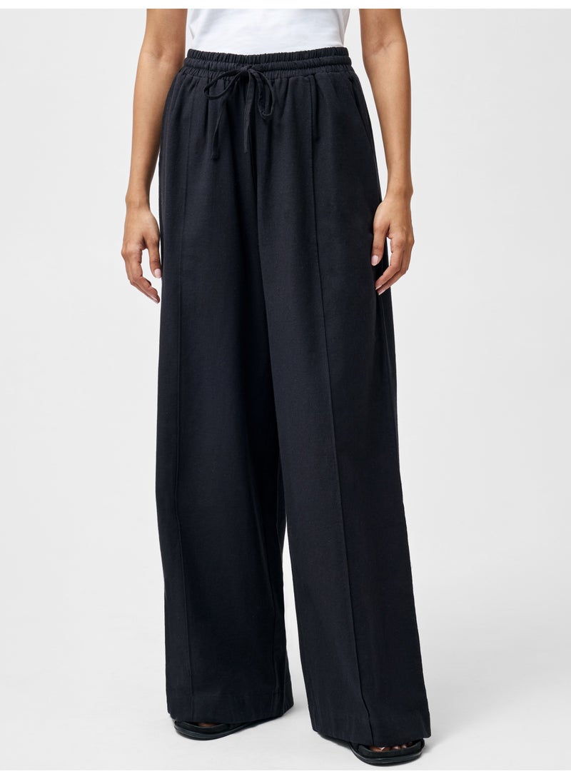 French Connection Clare Linen Blend Wide Leg Trousers - Image 1