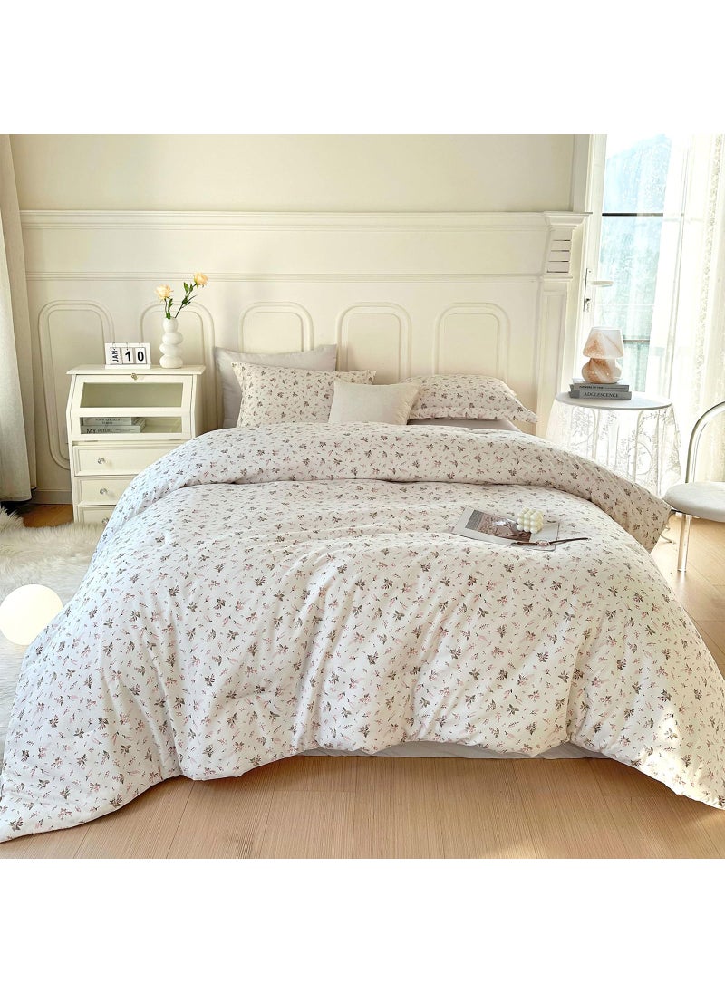 EAVD EAVD Girls Pink Floral Twin XL Comforter Set Boho Soft Washed Microfiber Bedding Set 1 Cute Floral Comforter and 2 Pillowcases Chic Vintage Garden Botanical Pattern  - Image 1