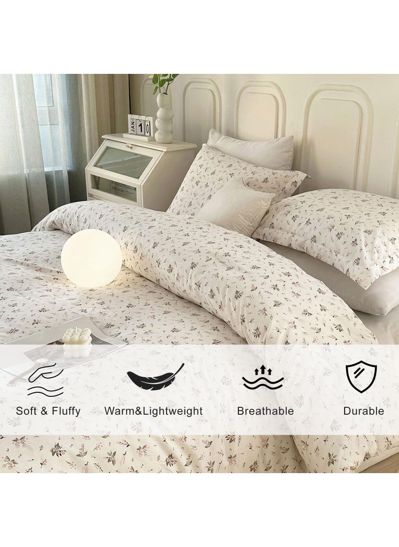 EAVD EAVD Girls Pink Floral Twin XL Comforter Set Boho Soft Washed Microfiber Bedding Set 1 Cute Floral Comforter and 2 Pillowcases Chic Vintage Garden Botanical Pattern  - Image 4