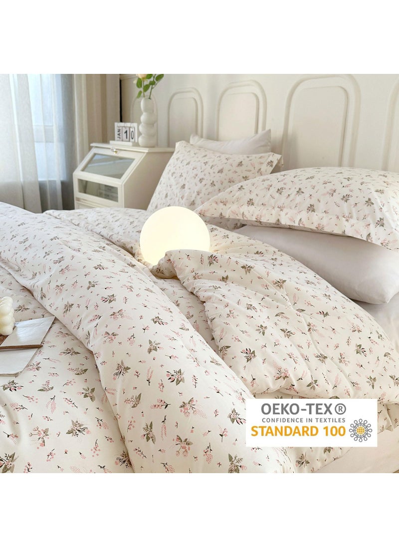 EAVD EAVD Girls Pink Floral Twin XL Comforter Set Boho Soft Washed Microfiber Bedding Set 1 Cute Floral Comforter and 2 Pillowcases Chic Vintage Garden Botanical Pattern  - Image 2