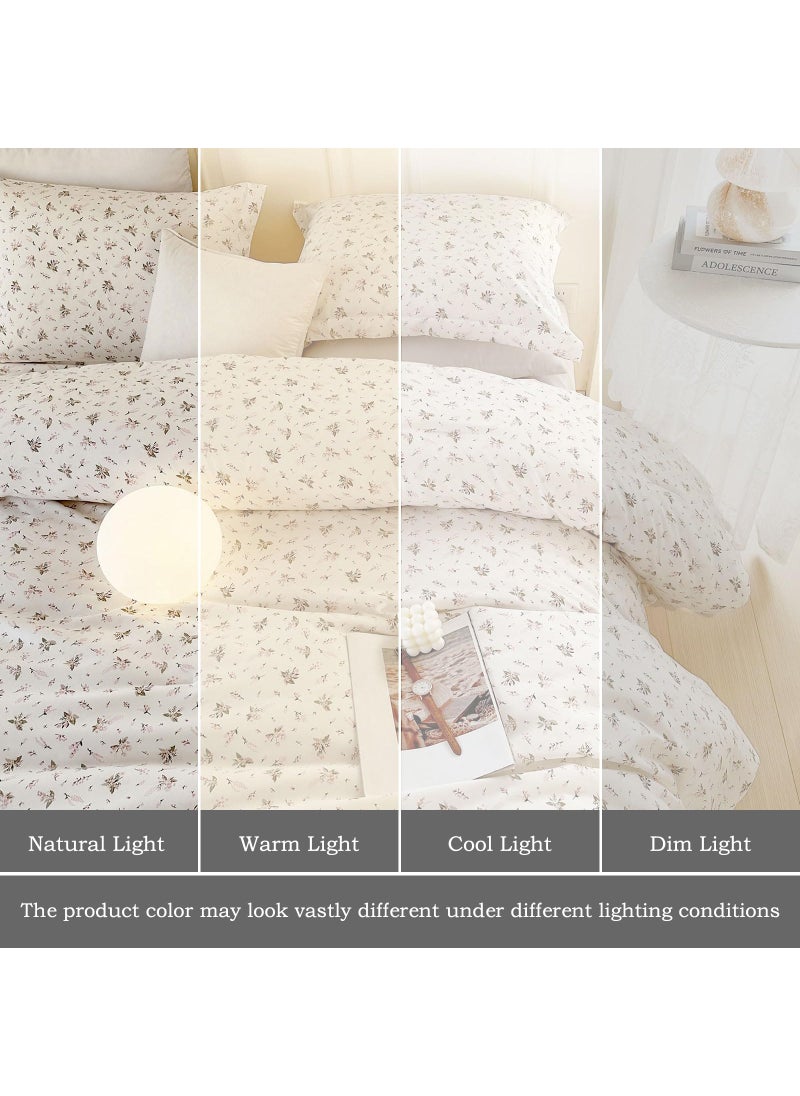 EAVD EAVD Girls Pink Floral Twin XL Comforter Set Boho Soft Washed Microfiber Bedding Set 1 Cute Floral Comforter and 2 Pillowcases Chic Vintage Garden Botanical Pattern  - Image 3