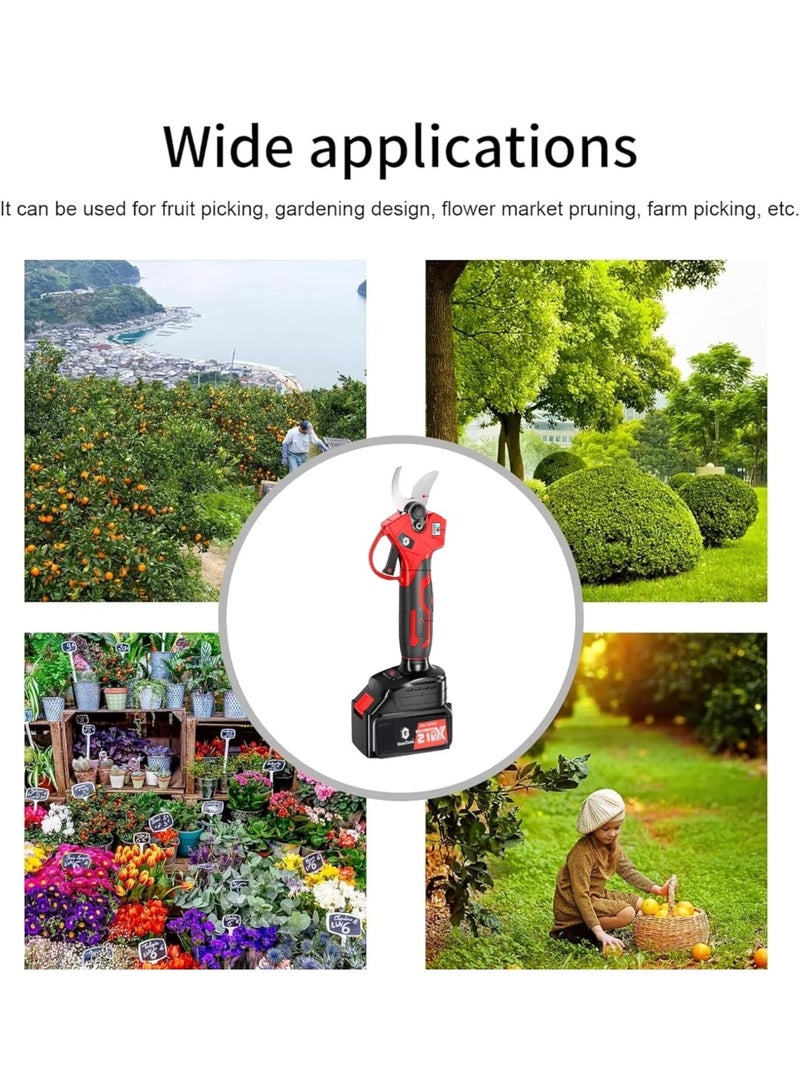 GearZone مقص تقليم لاسلكي، مقص كهربائي مع بطاريتين 2PCS، صندوق أدوات، شفرات قطع بديلة 2PCS، قطر قطع 25 و 30 مم، شاشة عرض LCD - Image 3