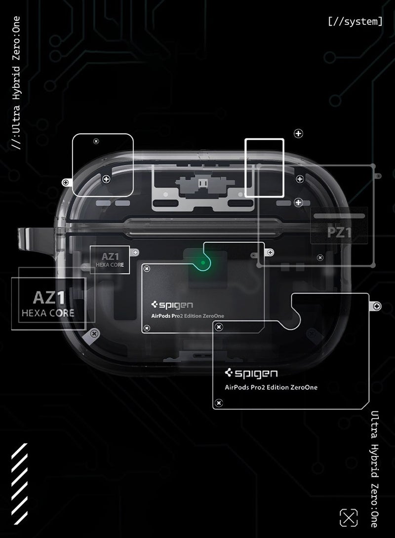 Spigen غطاء حماية Ultra Hybrid MagFit Airpods Pro 2 مع MagSafe 2023 / 2022 (USB-C / Lightning) الجيل الثاني مع حلقة تسلق - Zero One - Image 3