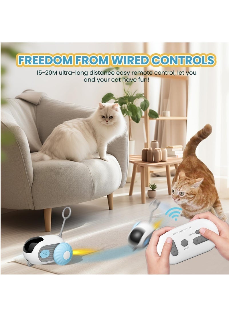 لعبة قطط بجهاز تحكم عن بعد، ألعاب قطط تفاعلية مطورة للقطط الداخلية، لعبة قطط ذكية مع ريش، ألعاب قطط الفأر، لعبة قطط تفاعلية ذاتية اللعب، قابلة لإعادة الشحن عن طريق USB （أزرق） - Image 3