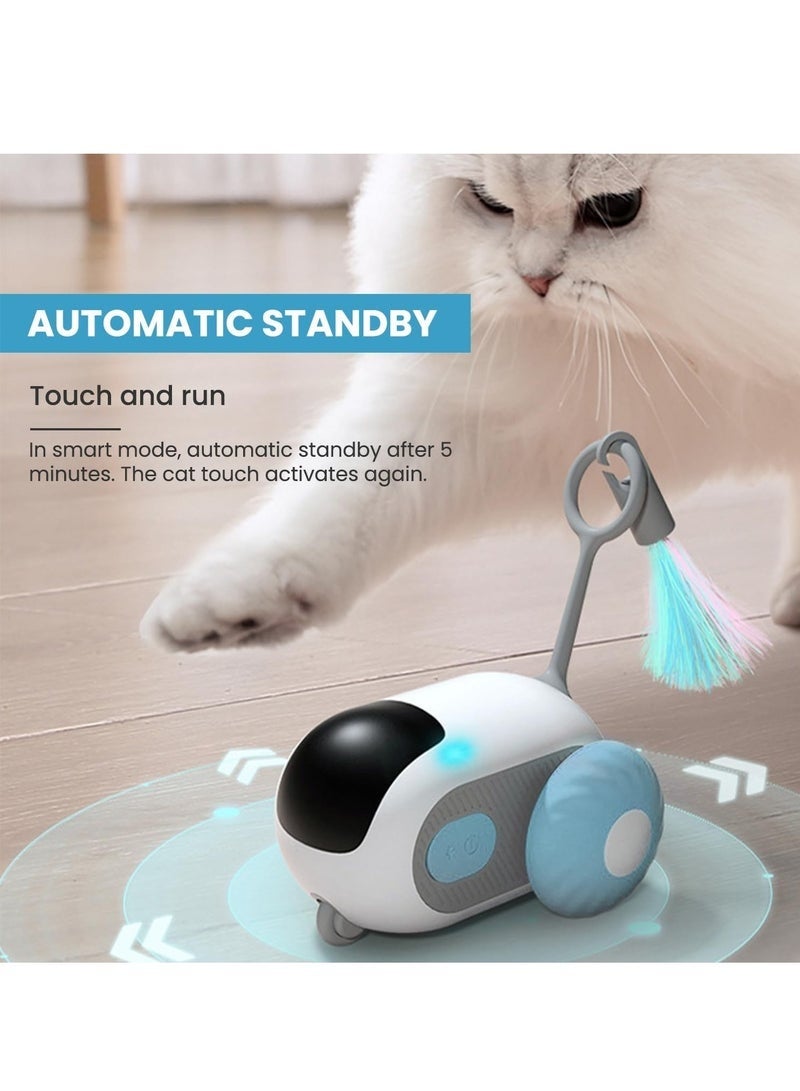 لعبة قطط بجهاز تحكم عن بعد، ألعاب قطط تفاعلية مطورة للقطط الداخلية، لعبة قطط ذكية مع ريش، ألعاب قطط الفأر، لعبة قطط تفاعلية ذاتية اللعب، قابلة لإعادة الشحن عن طريق USB （أزرق） - Image 5