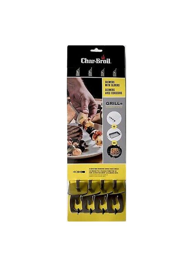 Charbroil 4-Piece Heavy Duty BBQ Skewers with Sliders Silver - Image 1