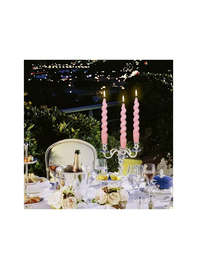 Green Tiger Twisted Taper Candles - 7.5 Inch Colored Dripless Candlesticks for Dinner Wedding Party Decoration - Pack of 2 (Pink) - Image 5