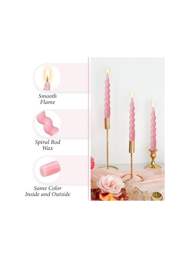 Green Tiger Twisted Taper Candles - 7.5 Inch Colored Dripless Candlesticks for Dinner Wedding Party Decoration - Pack of 2 (Pink) - Image 3