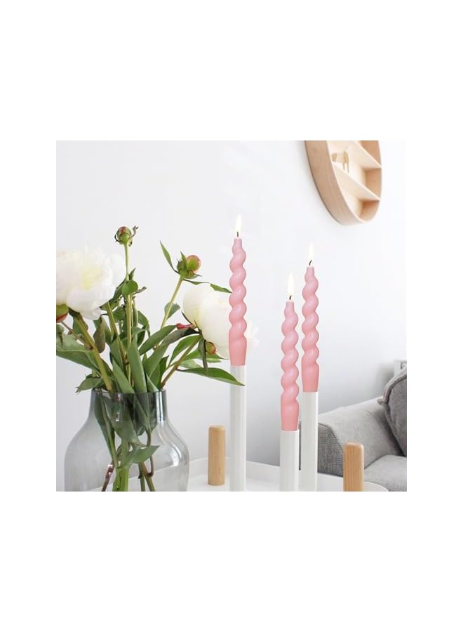 Green Tiger Twisted Taper Candles - 7.5 Inch Colored Dripless Candlesticks for Dinner Wedding Party Decoration - Pack of 2 (Pink) - Image 4