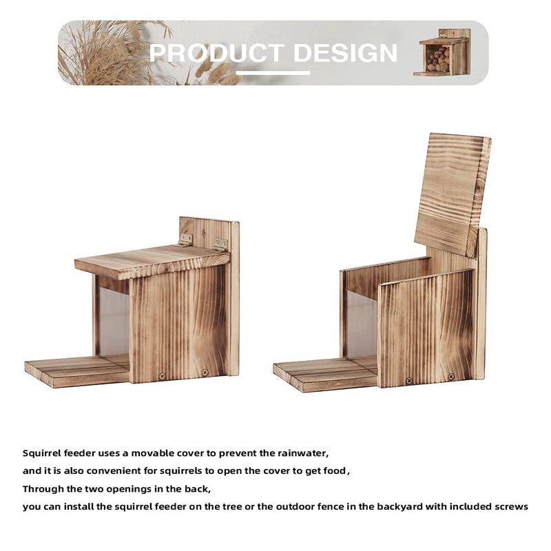 Freezing point Wooden Squirrel Feeder Picnic Table Food Feeder for Outside House Backyard Funny Gifts - Image 5