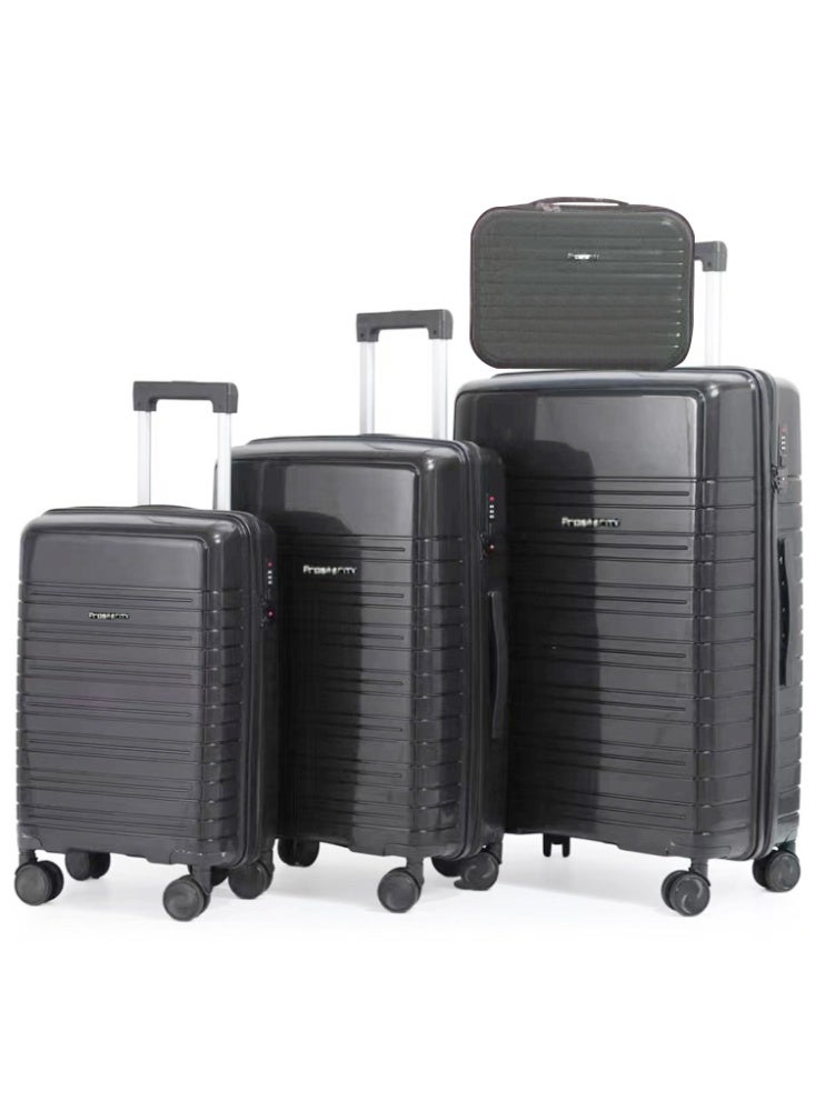 الازدهار طقم أمتعة صلبة من ABS مكوّن من 3 قطع مع حقيبة يد مجانية؛ حقائب دوّارة بمقاسات 20/24/28 بوصة. - Image 1