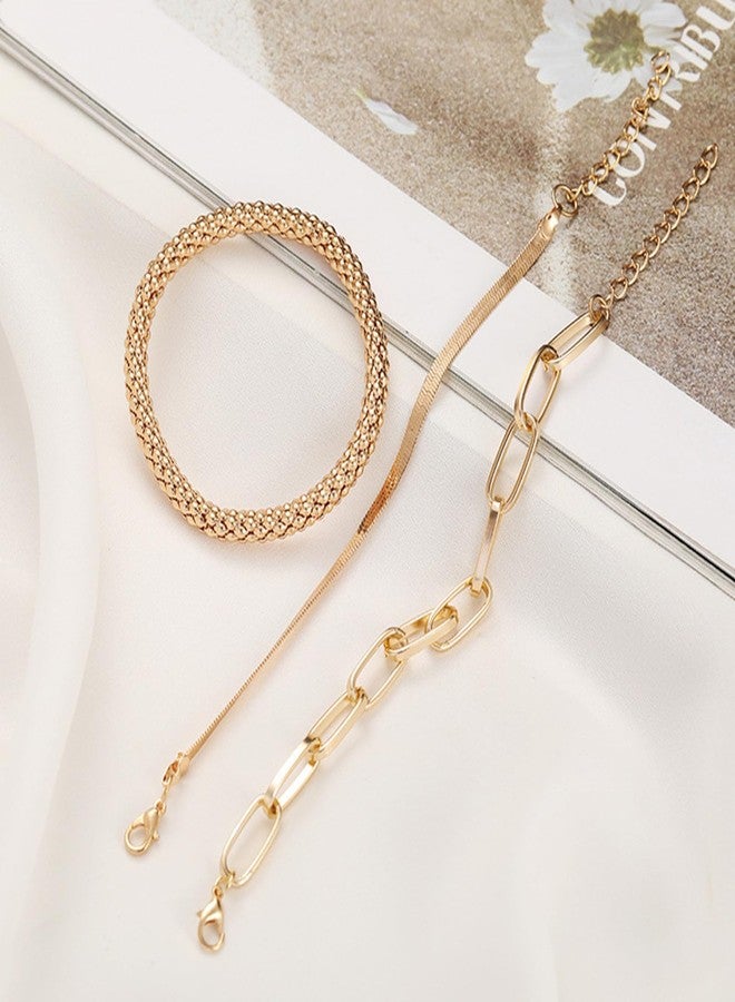 Your Always Charm 3Pcs Gold Bracelet Stack for Women Layered Bracelets Gold Chunky Bracelet Chain Bracelets for Women Gifts Trendy Stuff - Image 5