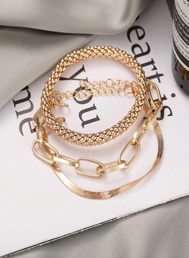Your Always Charm 3Pcs Gold Bracelet Stack for Women Layered Bracelets Gold Chunky Bracelet Chain Bracelets for Women Gifts Trendy Stuff - Image 4