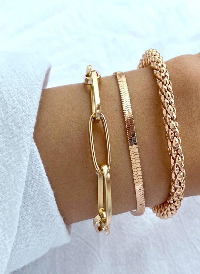Your Always Charm 3Pcs Gold Bracelet Stack for Women Layered Bracelets Gold Chunky Bracelet Chain Bracelets for Women Gifts Trendy Stuff - Image 3