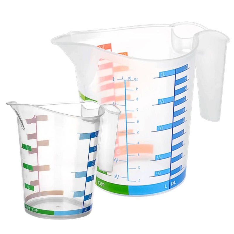 Tribello Measuring Cup Set 1 Cup and 1 Quart Plastic, With Easy To Read Measurements - BPA Free - 16oz & 32oz Liquid Measuring Cup - Spout Top for Pouring - Image 4