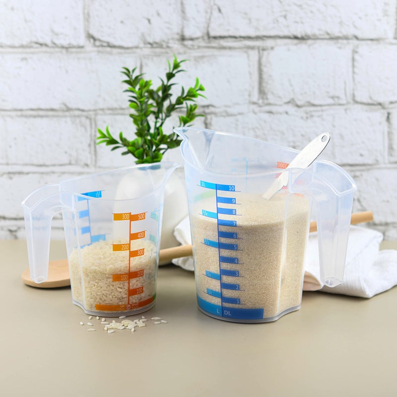 Tribello Measuring Cup Set 1 Cup and 1 Quart Plastic, With Easy To Read Measurements - BPA Free - 16oz & 32oz Liquid Measuring Cup - Spout Top for Pouring - Image 2