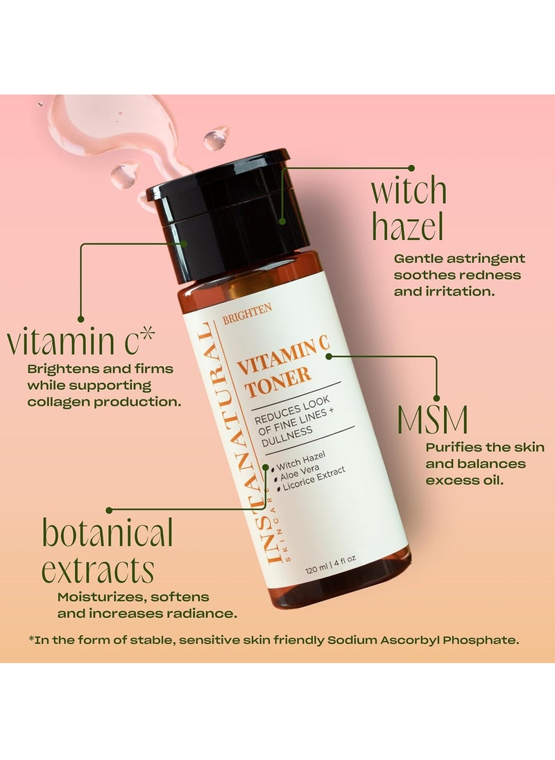 Instanatural InstaNatural Vitamin C Face Toner | with Witch Hazel, Aloe Vera, Licorice Extract, Geranium & Lavender Oil | for Discoloration, Fine Lines + Wrinkles (Brightening & Hydrating Toner for All Skin Types)  - Image 2