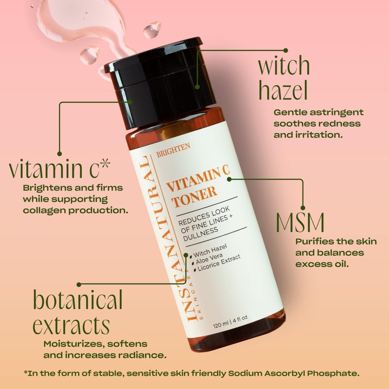 InstaNatural Vitamin C Face Toner, Brightens, Balances pH and Reduces Signs of Aging, Fine Lines and Wrinkles, with Witch Hazel, Lavender and Geranium Oils, 4 Fl Oz - Image 4