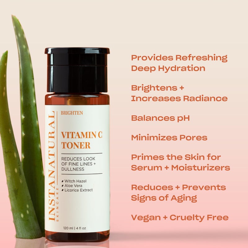 InstaNatural Vitamin C Face Toner, Brightens, Balances pH and Reduces Signs of Aging, Fine Lines and Wrinkles, with Witch Hazel, Lavender and Geranium Oils, 4 Fl Oz - Image 3