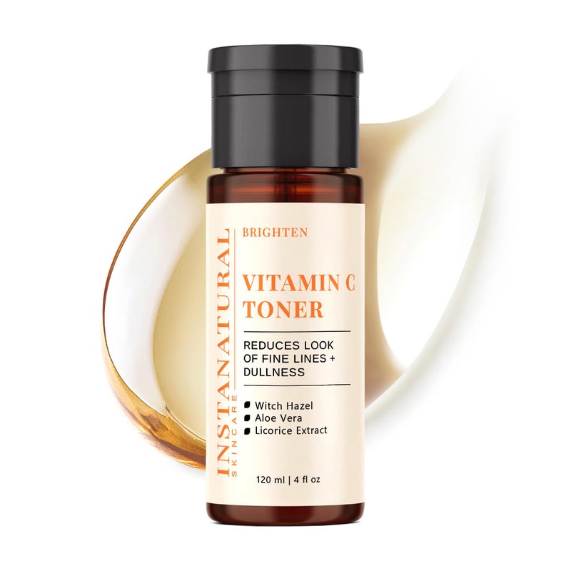 InstaNatural Vitamin C Face Toner, Brightens, Balances pH and Reduces Signs of Aging, Fine Lines and Wrinkles, with Witch Hazel, Lavender and Geranium Oils, 4 Fl Oz - Image 1