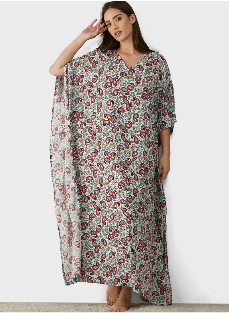 Splash V-Neck Floral Printed Nightie
