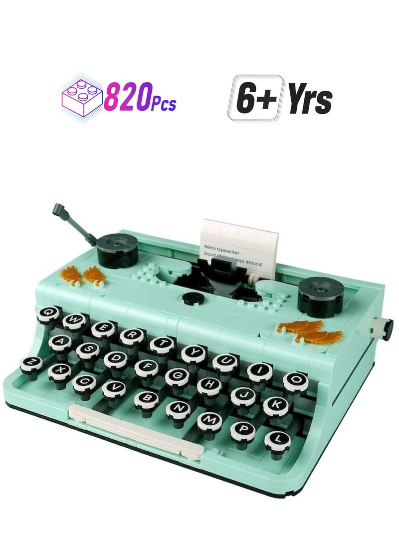 XiuWoo 820PCS Retro Typewriter Building Set for Adults, Classic Retro Series Typewriters Toys Model, Easy Stow and Store, Best Nostalgic Gift for 6 Year Old Kids or Adult, Green  - Image 1
