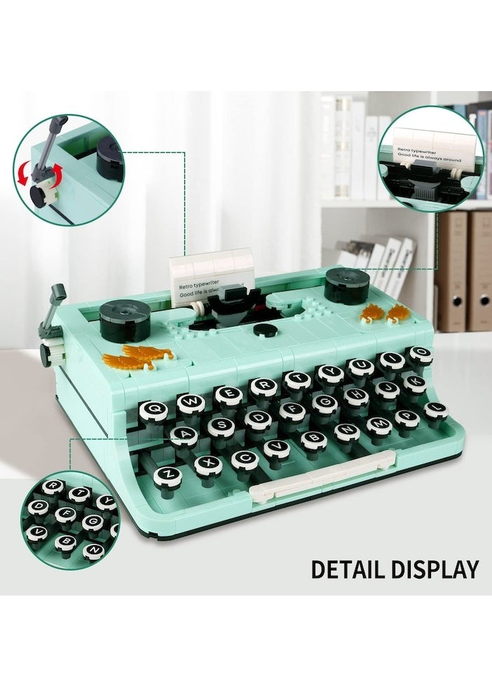 XiuWoo 820PCS Retro Typewriter Building Set for Adults, Classic Retro Series Typewriters Toys Model, Easy Stow and Store, Best Nostalgic Gift for 6 Year Old Kids or Adult, Green  - Image 4