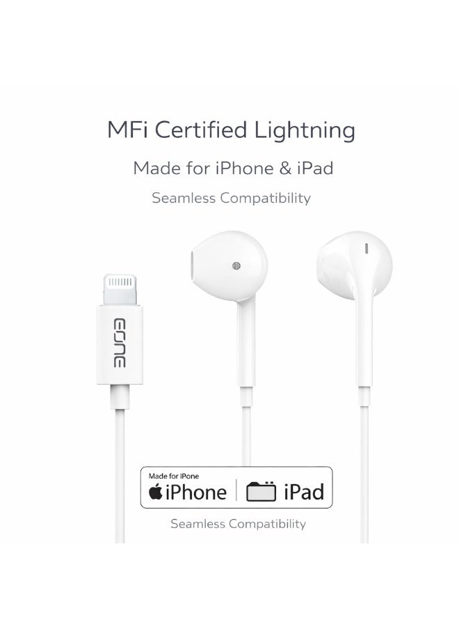 إيون سماعات أذن EONE Lightning معتمدة من MFi لأجهزة iPhone، سماعات أذن سلكية داخلية مع ميكروفون مدمج، وحدة تحكم مدمجة، صوت ستيريو، كابل بطول 1.2 متر، متوافقة مع iPhone وiPad وiPod - أبيض - Image 4