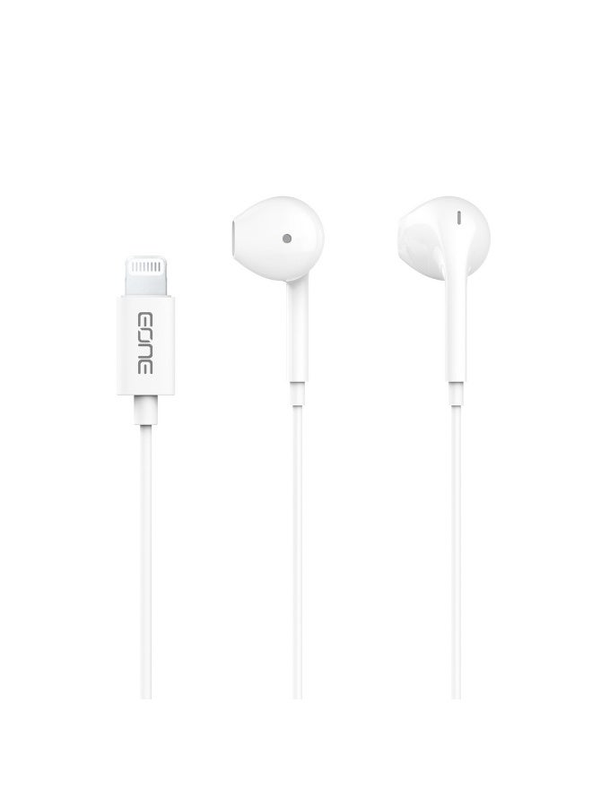 إيون سماعات أذن EONE Lightning معتمدة من MFi لأجهزة iPhone، سماعات أذن سلكية داخلية مع ميكروفون مدمج، وحدة تحكم مدمجة، صوت ستيريو، كابل بطول 1.2 متر، متوافقة مع iPhone وiPad وiPod - أبيض - Image 2