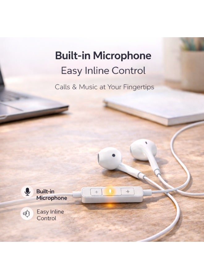 إيون سماعات أذن EONE Lightning معتمدة من MFi لأجهزة iPhone، سماعات أذن سلكية داخلية مع ميكروفون مدمج، وحدة تحكم مدمجة، صوت ستيريو، كابل بطول 1.2 متر، متوافقة مع iPhone وiPad وiPod - أبيض - Image 5